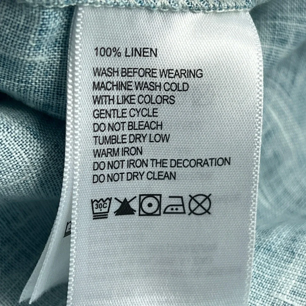 Tommy Bahama Sea Glass Breezer Shirt Men's XL Teal Blue 100% Linen Button‎ Up